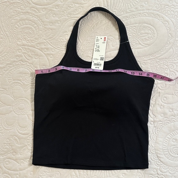 Uniqlo Black Ribbed Open Back Halter Top, Large - Picture 5 of 7